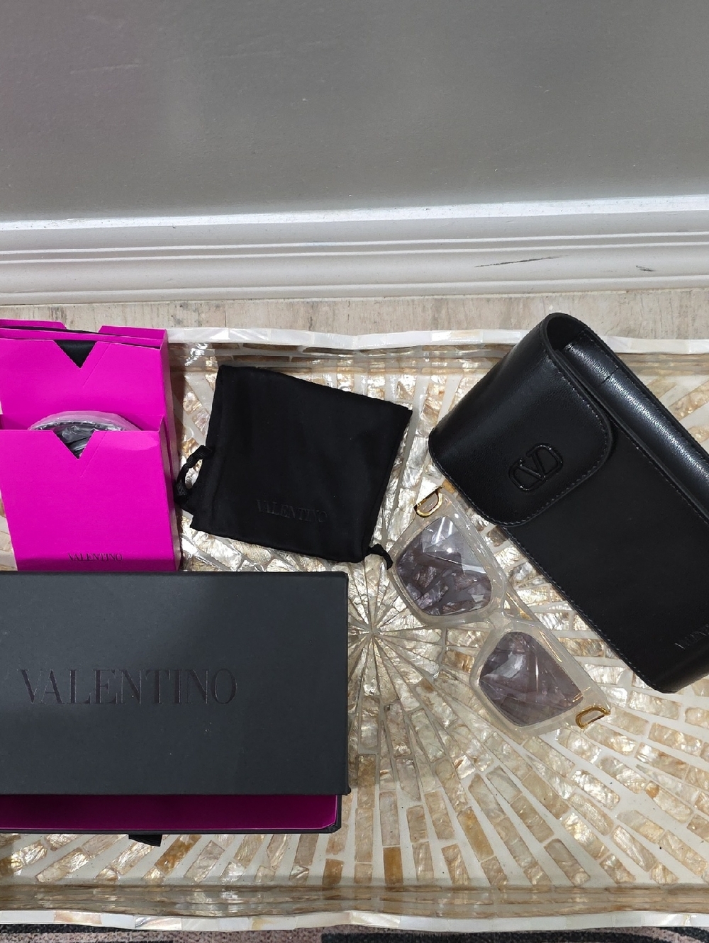 Valentino Sunglasses with Black Case and Box Plus Accessories